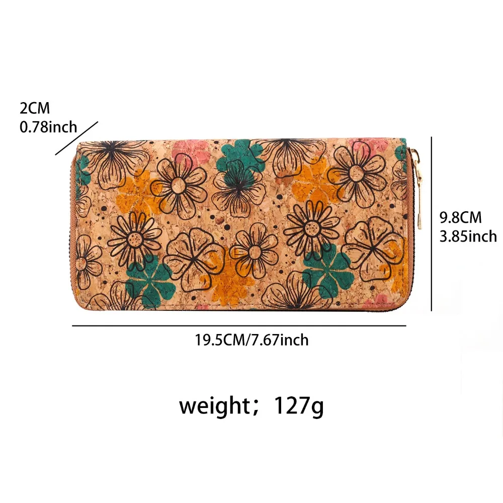 Bohemian Style Women\'s Wallet Retro Advanced Wallet with Wood Grain Portable Geometry Multiple Card Slots Card Holder Coin Purse