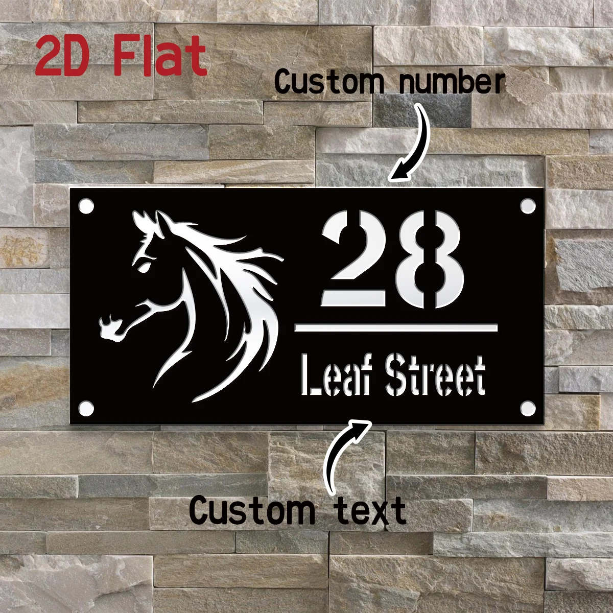 1Pc Custom home Cool stallion Acrylic House Number Door Street Sign Plaque,Home Room Garden Decor,Birthday Wedding Gift view 5