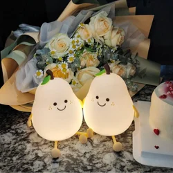 Cute 7 Colors Pear-Shaped Silicone Decompression Light, Touch-Controlled , For Rooms Bedside Lamp