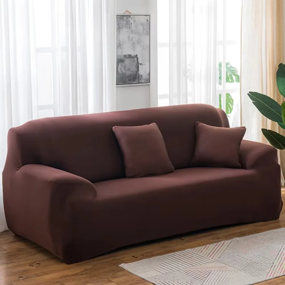Elastic Solid Color 3 Seater Sofa Cover Dustproof Washable Sofaslip Extendable All-inclusive Stretch Couch Cover Apartment