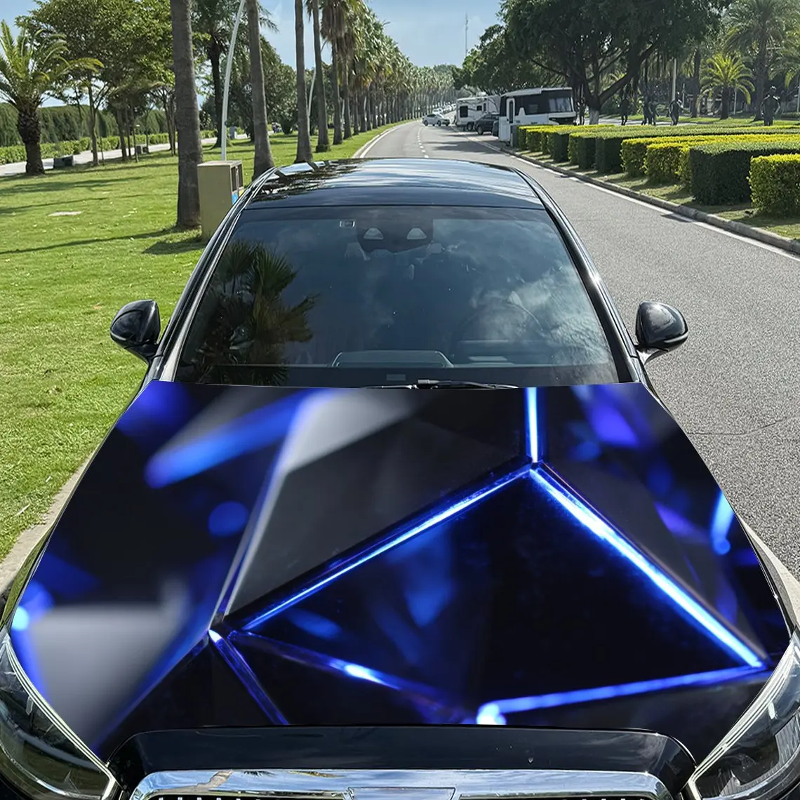 

Fluorescent Geometry Car Hood Decal - Durable PVC Vinyl Wrap, Fits Most Vehicles, Waterproof & Scratch-Resistant, Easy To Instal