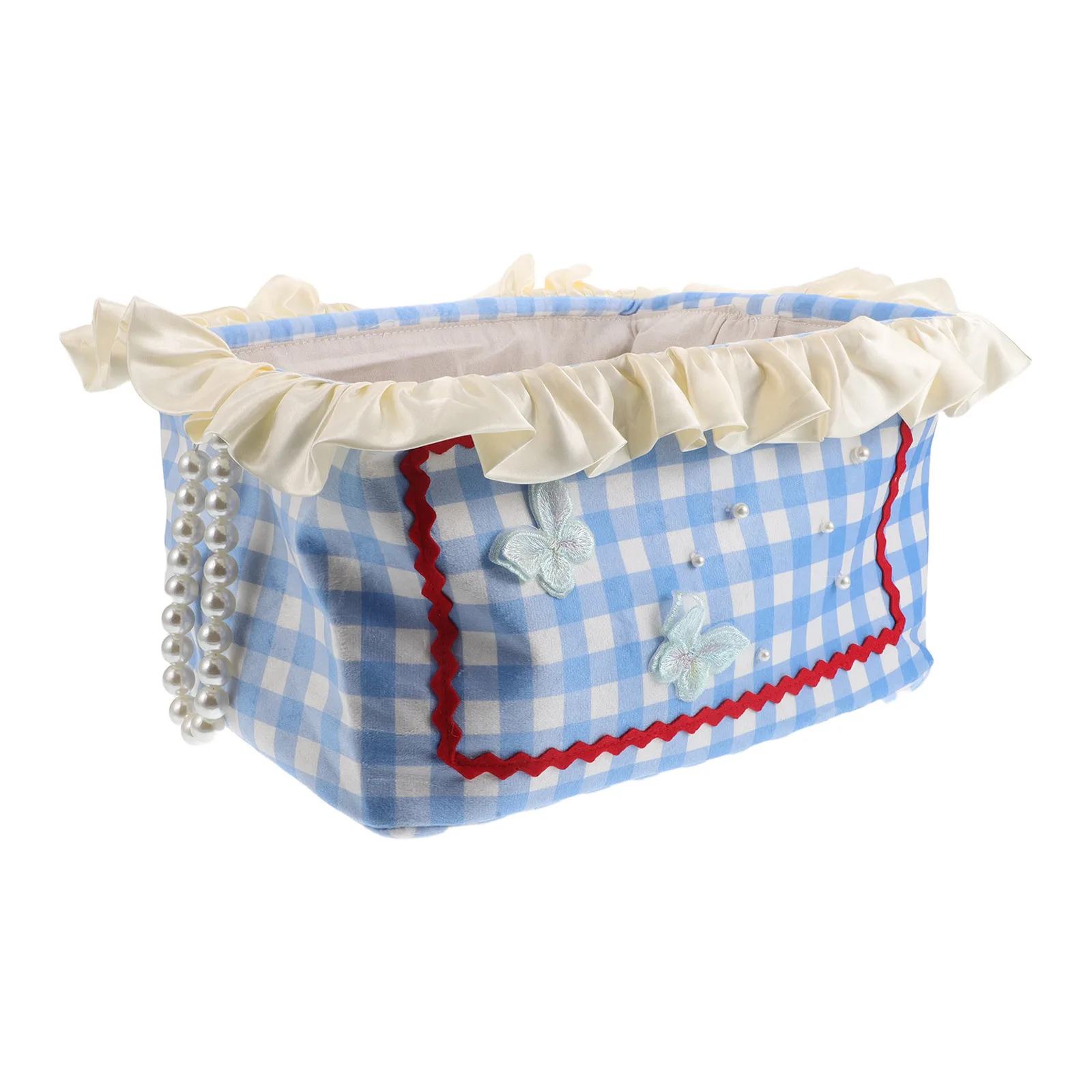 الأميرة نمط سطح المكتب سلة التخزين الدانتيل منقوشة تصميم النسيج المنظم لمكتب القرطاسية أشتات ديكور المنزل والمكتب #5