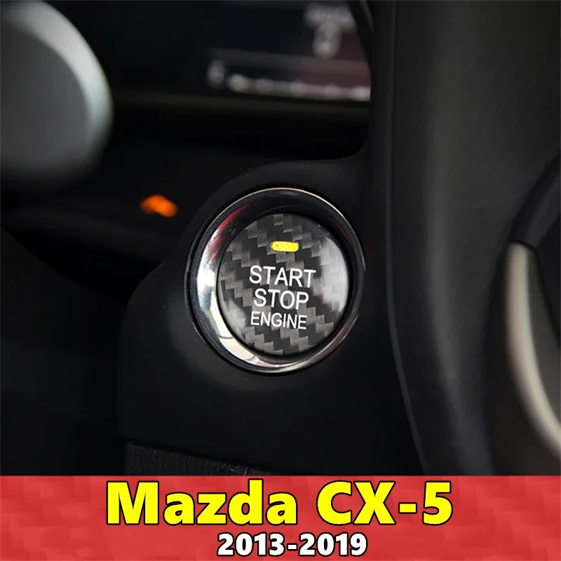 

For Mazda CX5 Car Engine Start Stop Button Cover Real Carbon Fiber Sticker 2013 2014 2015 2016 2017 2018 2019