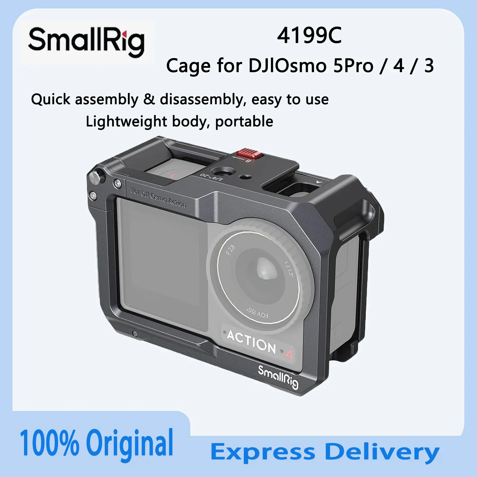 الأصلي SmallRig 4199C عمل هيكل قفصي الشكل للكاميرا إطار واقي غطاء ميكروفون ملحق متوافق مع DJI Osmo Action 5 Pro 4 3