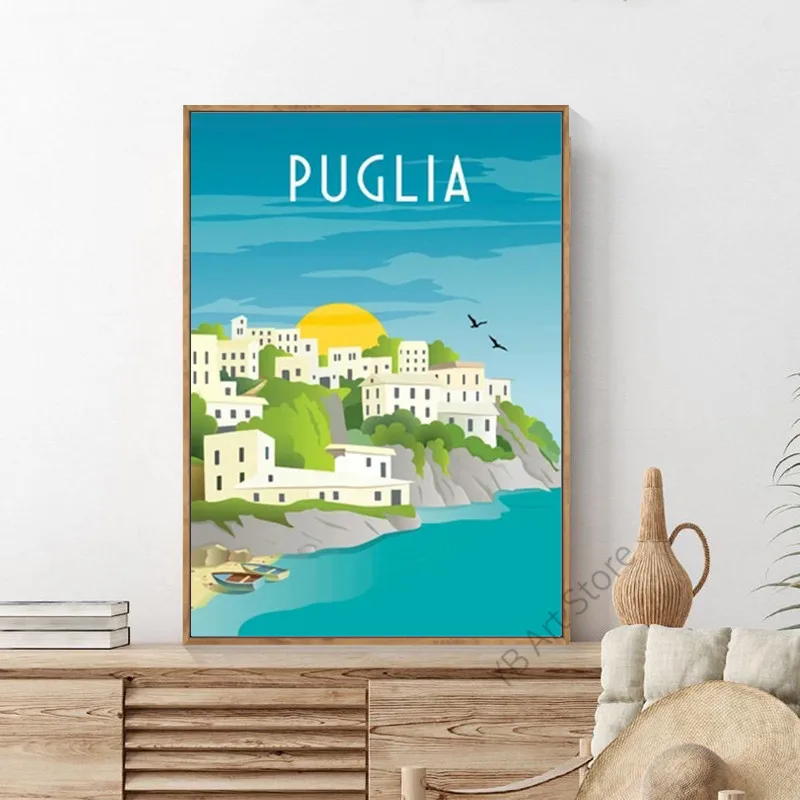 Monaco Mauritius Dubai Beach Travel City Poster Tourist Scenery Landscape Canvas Painting Wall Art Decoration Home Room Decor view 3