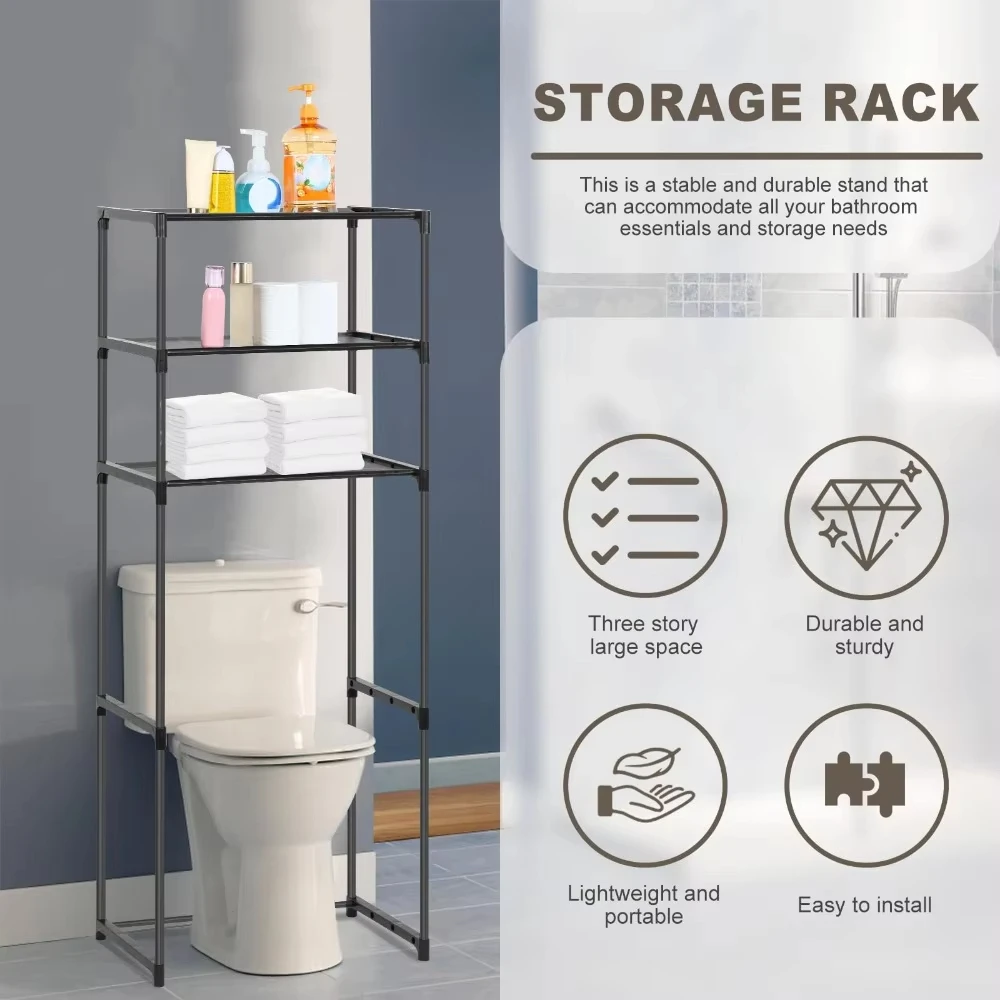 Over The Toilet Storage Rack Floor Standing Washing Machine Multi-Layer Kitchen Rack Perforation-Free Bathroom Storage Racks