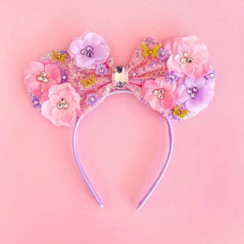 Disney Rapunzel Ear Headband For Adults Tangled Mickey Mouse Chameleon Hairbands Women Girls Kid Sunflower Hair Accessories Gift view 4