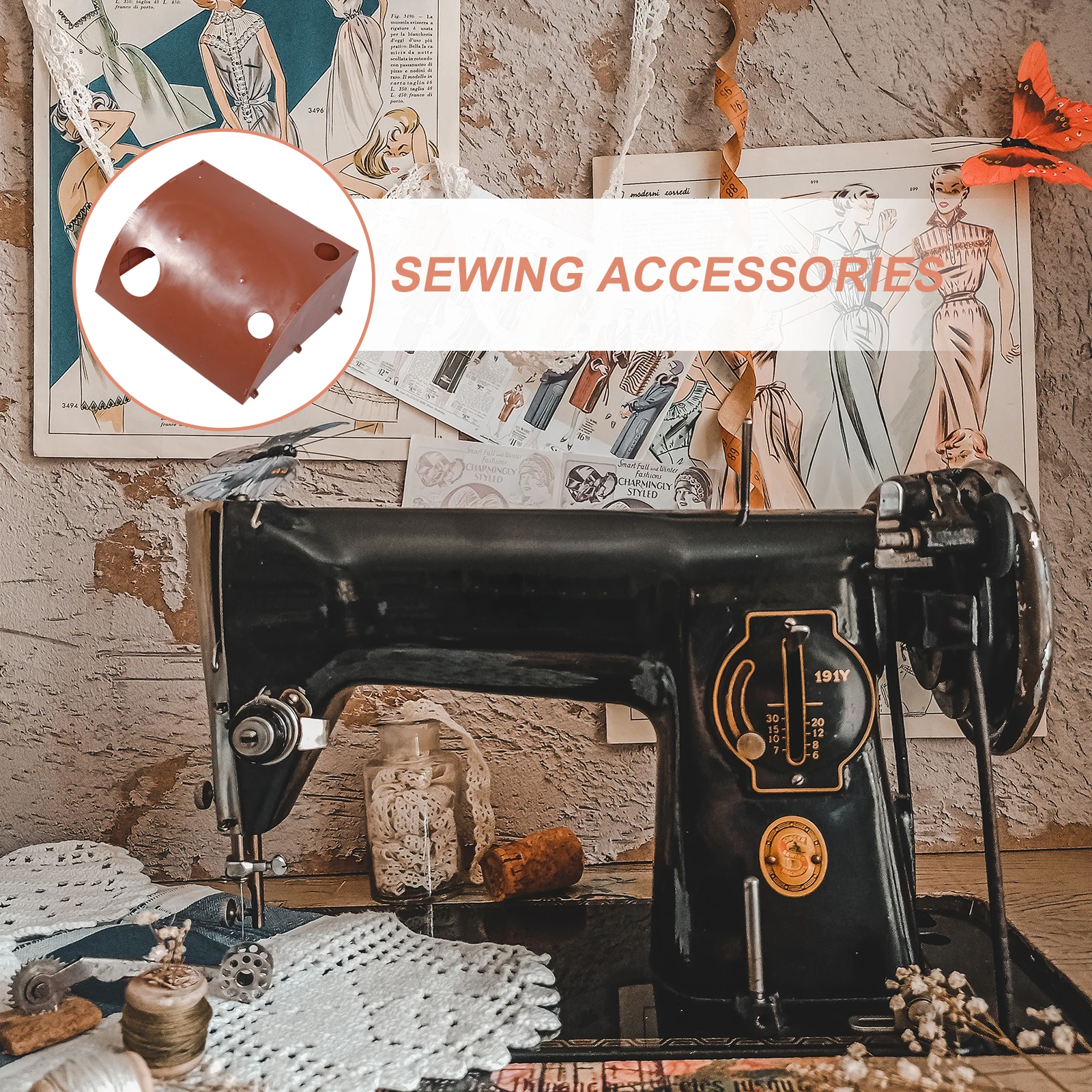 

s Sewing Rolled Hem Cover Durable Plastic Sewing Machine Accessories Brown Foot Pedal Cover For Clothing Home Goods DIY