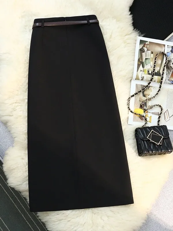 Elegant Spring Style Women's Midi Skirt Slimming Asymmetrical High Waist Draping Long Dress Fashionable Design  Market