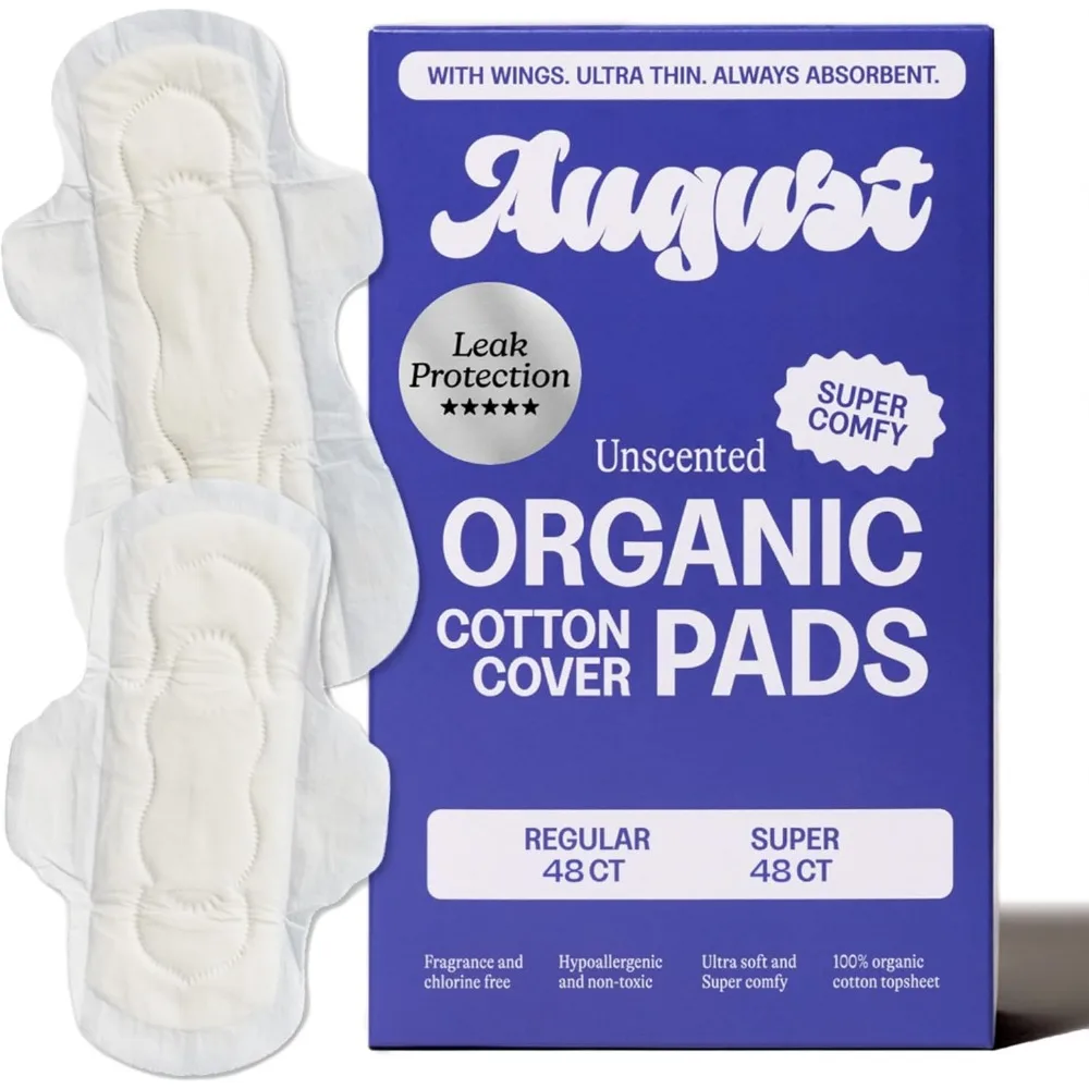 

96 Organic Menstrual Pads Day Night Combo Hypoallergenic Compostable Wrapper Regular Super 6 Box