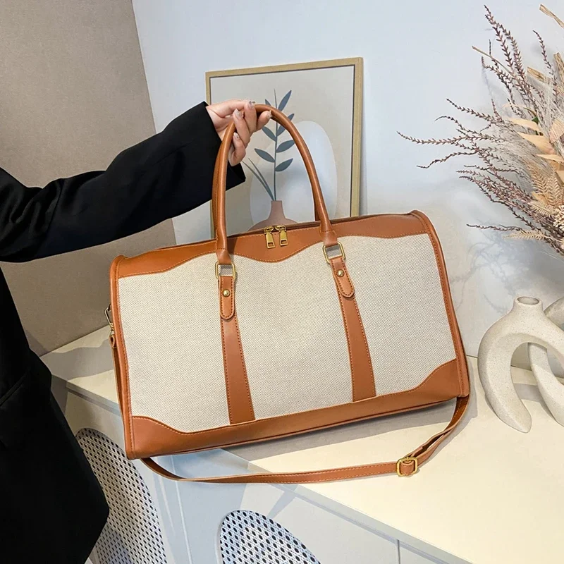 

2025 High Quality Solid PU Zipper Large Capacity Travel Bags New Simplicity Waterproof Luxury Leisure Vacation Luggage Bags