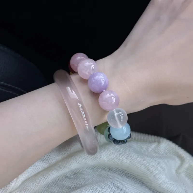 Natural Duobao Crystal Bracelet Xanthate Flower Cyanite Aquamarine Purple Lithium Glow Crystal Bracelet Dopamine Bracelet