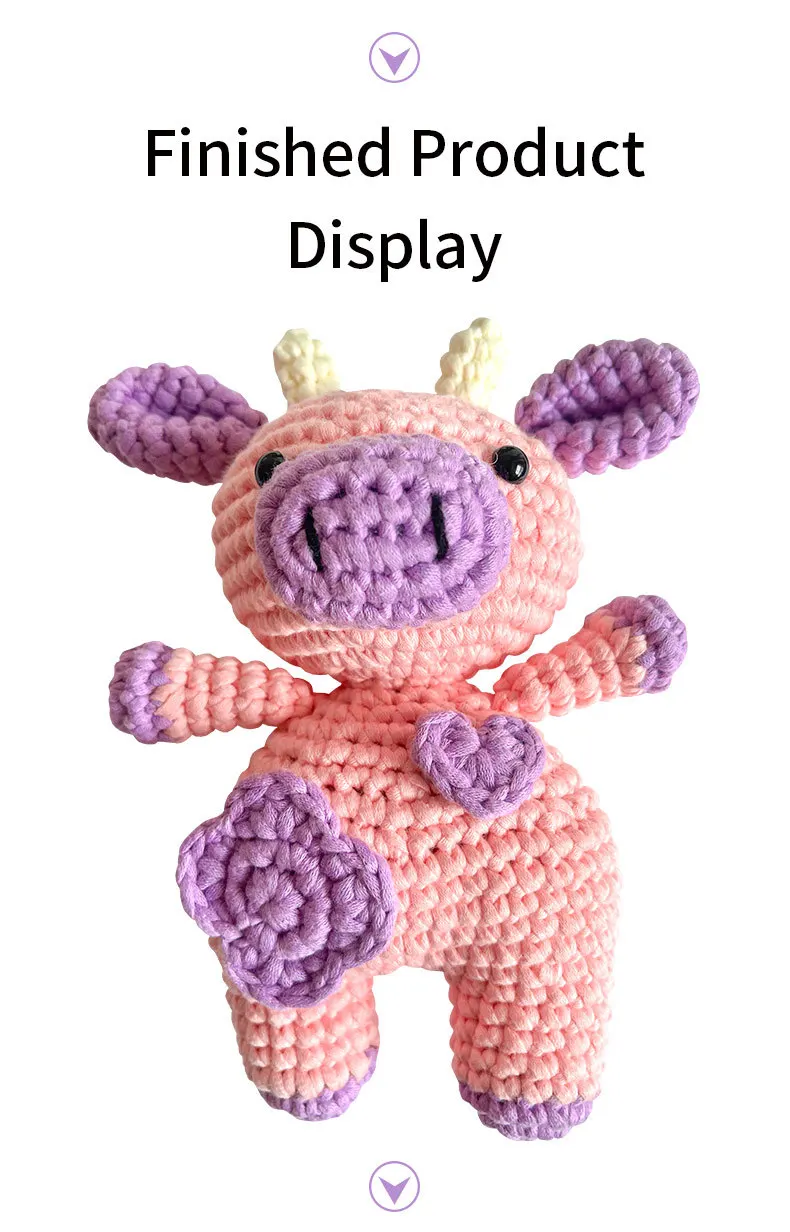 Crochet Kit Creative Cartoon Series Cute Quirky Cow Handmade DIY Fabric Decorations Material Package Non-finished Products