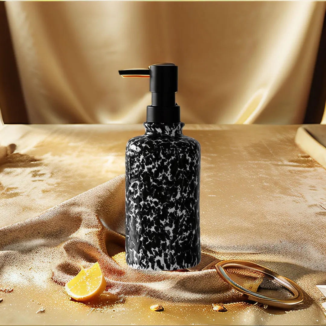 Unique Ceramic Splatter Ink Pump Bottle - Chic & Durable Dispenser for Shampoo, Conditioner, Soap