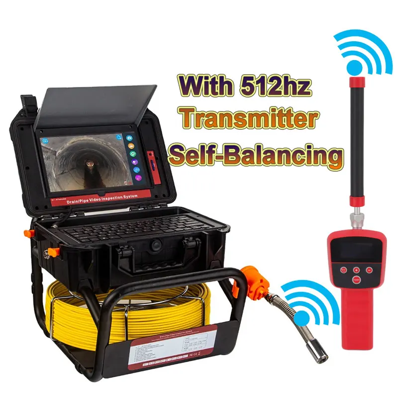 

Pipe Inspection Camera 10.1+1080P Screen and Self-Leveling 512HZ Locator Video+Audio Recording 8X Image Enlarge+Meter Counter