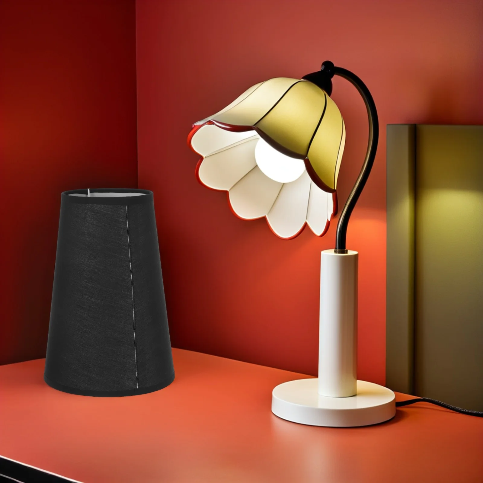 

Fabric Lampshade Drum Lamp Shade Bedroom Wall Lamp Cover Chandelier 42mm Fabric Lampshade Clip on Bulb Cover