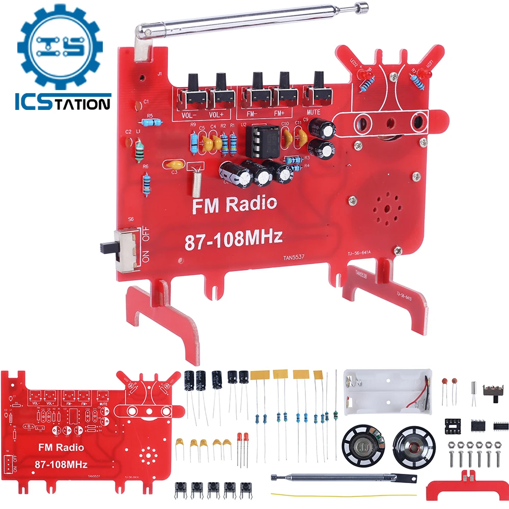 DIY Electronic Kit FM Radio Module 87-108MHz Adjustable Wireless Receiver DC 3V 0.5W Speaker RDA5807 Soldering Project Practice