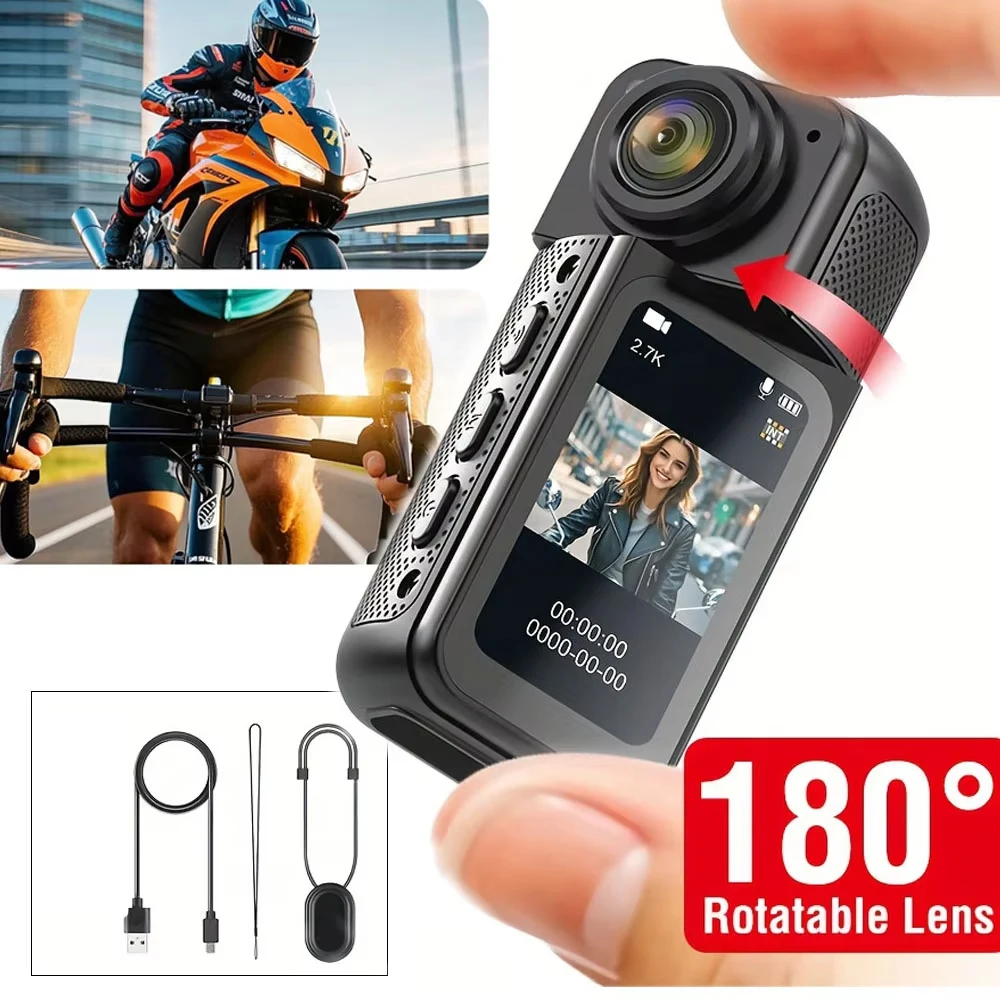 Motor Recorder 2.7K WIFI Mini Thumb Camera 1.47'' Cam Outdoor Sports Cycling 180° Rotation Magnetic Bicycle Motorcycle Recorder