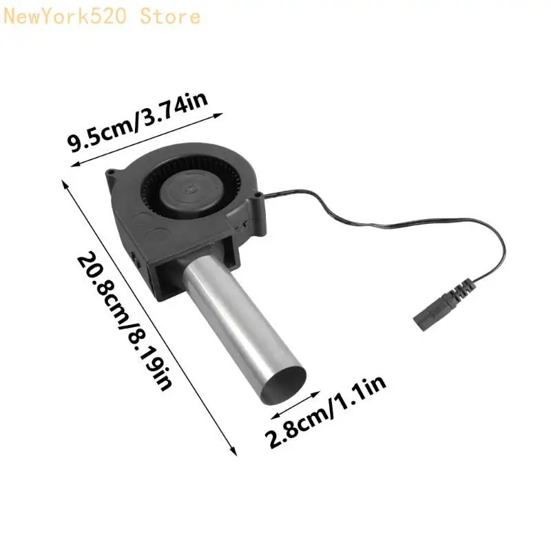 N84C มัลติฟังก์ชั่น 9733 พัดลมพัดลม 12V พร้อมท่อสแตนเลสที่เหมาะสำหรับเตาถ่าน BBQS และแอปพลิเคชันความเย็น