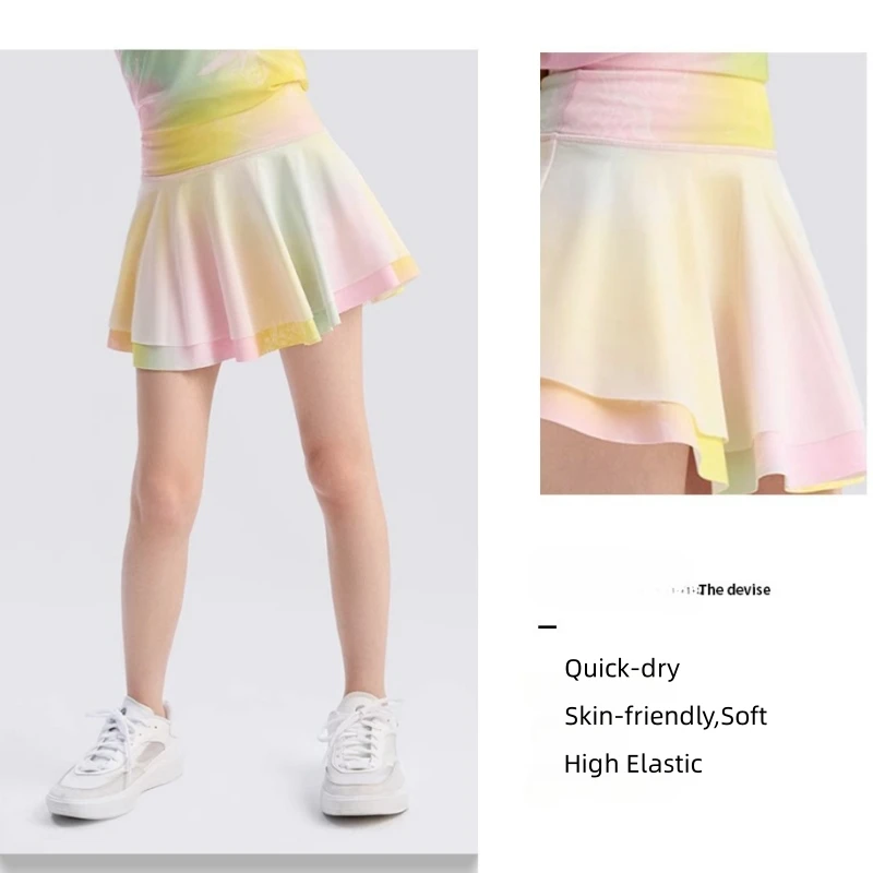 Pleated Skirts Girls Lightweight Tennis Skirt Kids Breathable Golf Skort Athletic Dance Running School Sport Skirts with Shorts