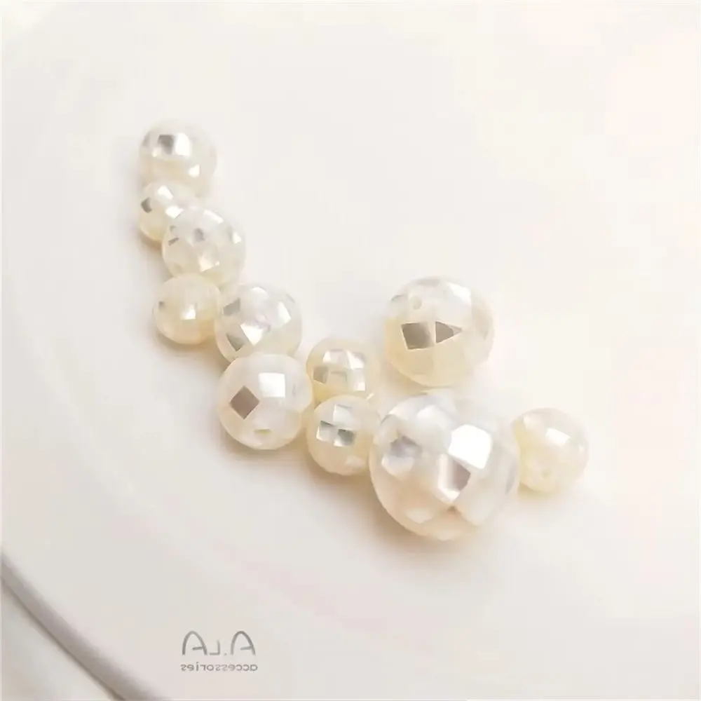 

Natural white disc pearl shell round ball piece paste earth bead diy bracelet loose bead head jewelry with bead material