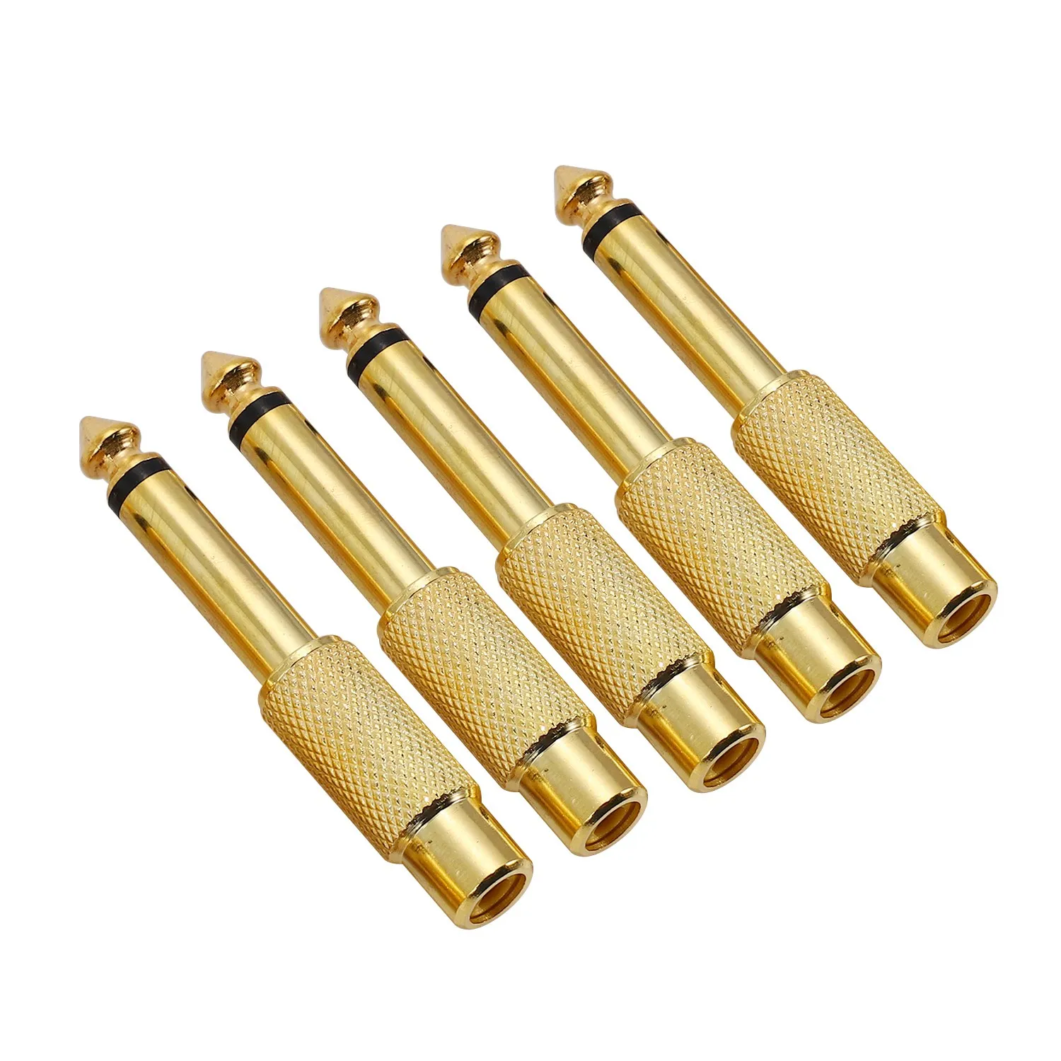 5x Gold Plated 6.35mm 1/4 inch Male Mono Plug to RCA Female 6.5mm Jack Audio Stereo Adapter Connector Plug TS Converter Sound Mi