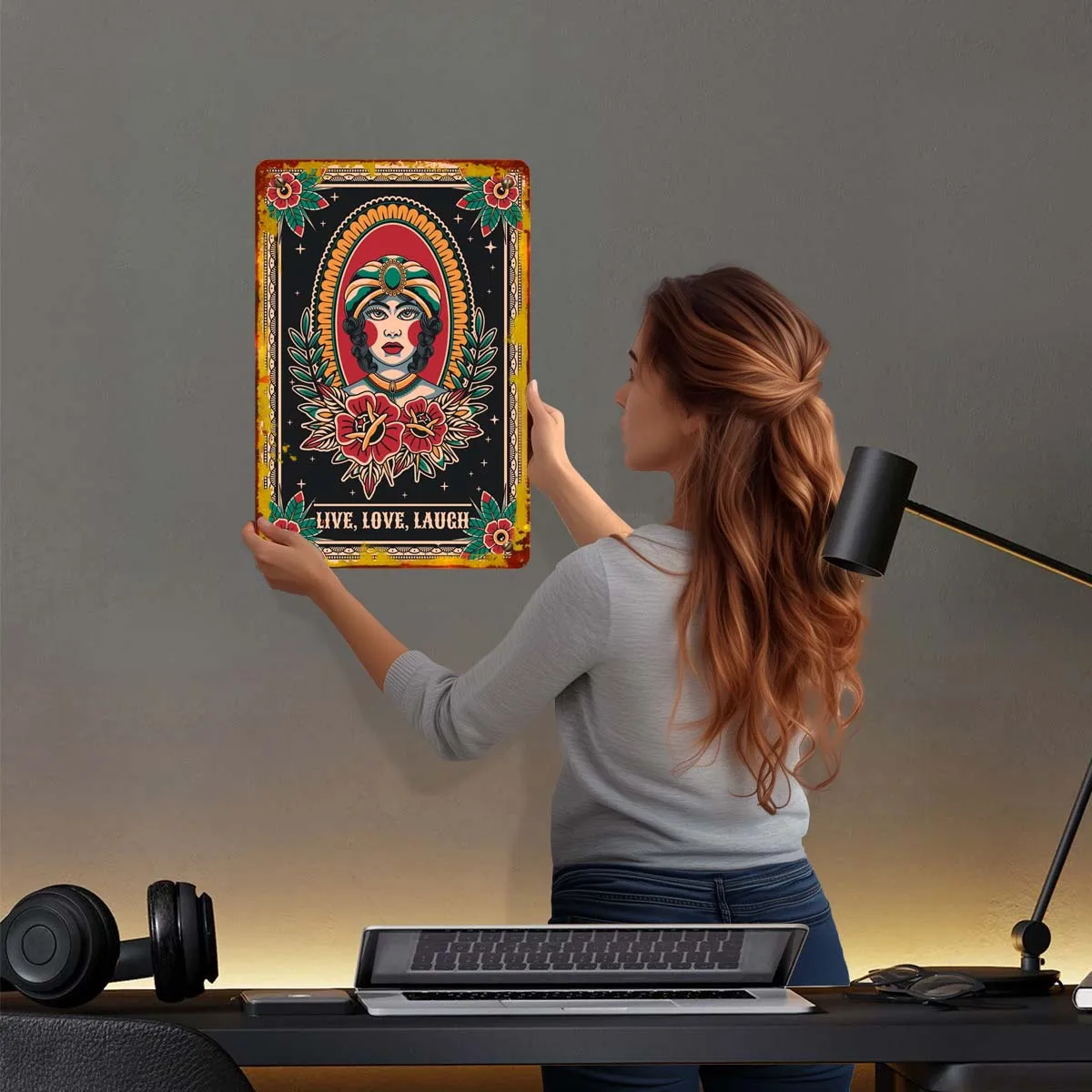 Fortune Teller Vintage Tattoo Art Vintage Metal Poster Decorations for Home Decor Items Home Interior Decoration Living Room