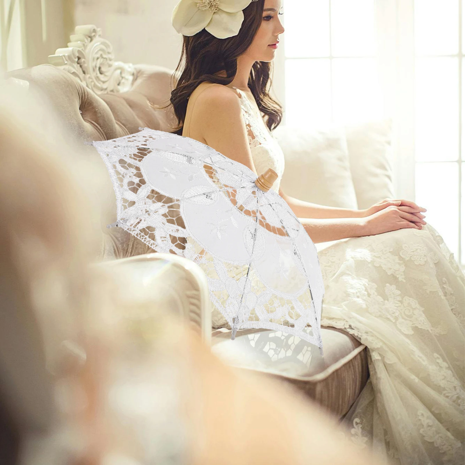 

Хлопковое кружево, элегантный свадебный реквизит, свадебный винтажный свадебный зонтик с вышивкой, зонтик, мягкий легкий декор для королевского чая