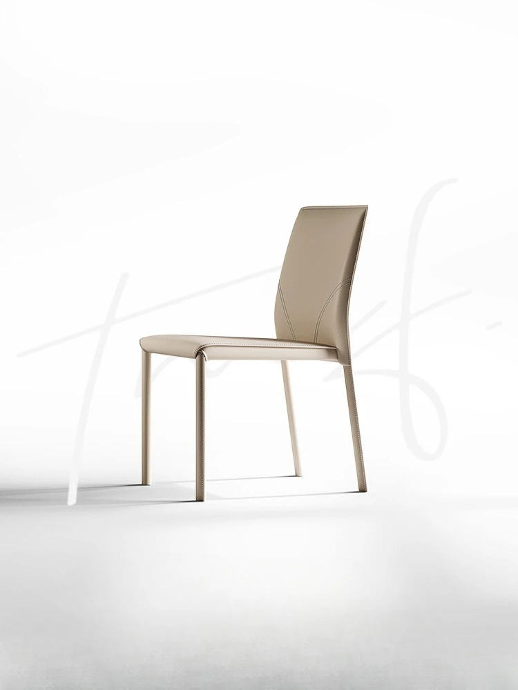 كرسي طعام مصنوع من الجلد الإيطالي الفاخر، مقعد مصمم حديث وبسيط للمنزل والفندق والمطعم