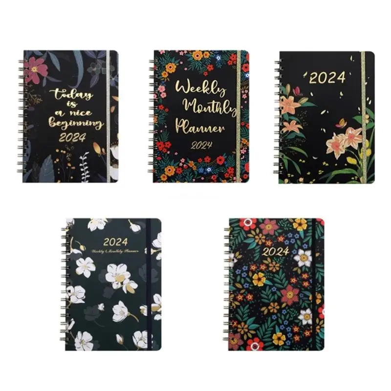 2024 Weekly Monthly Planner Twin-coil Binding Planner Notebook Appointment Book Dropship