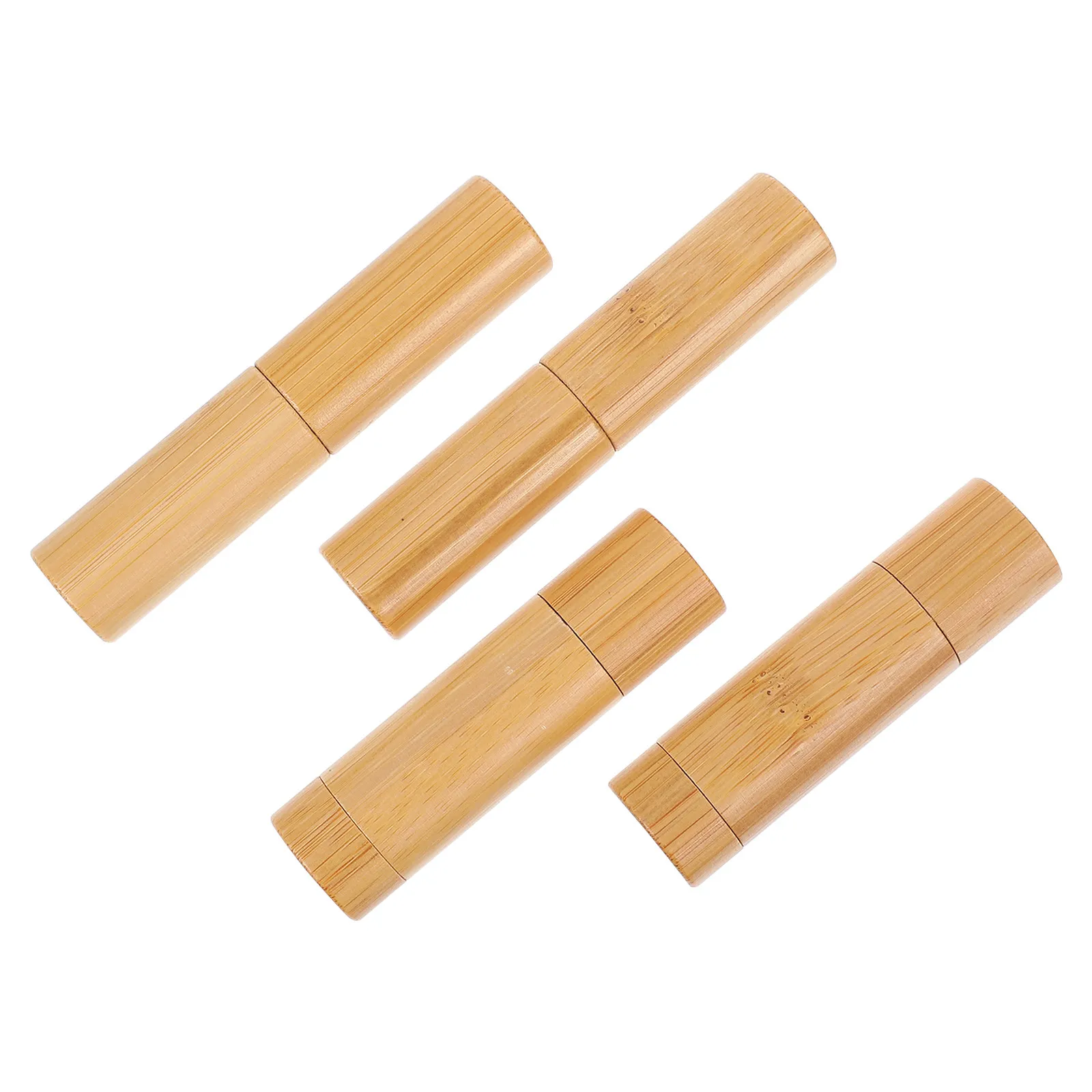 4 Pezzi Contenitori Vuoti in Bambù Ecologico per Rossetti, Tubetti per Prodotti Labbra Fai-da-te, Balsamo, Cera, Custodia da Viaggio Leggera