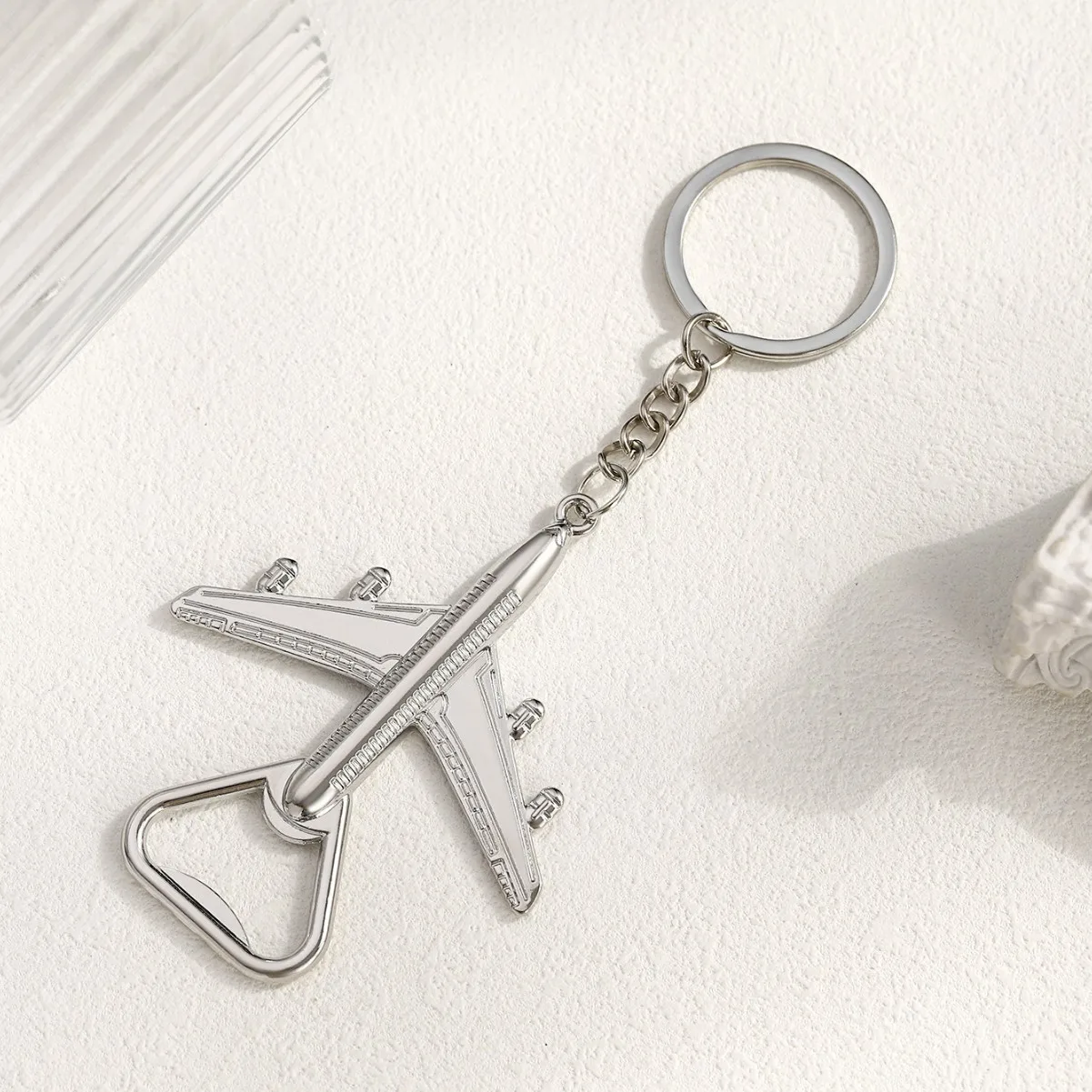

New household products creative personalized zinc alloy aircraft bottle opener keychain portable small retro bottle opener
