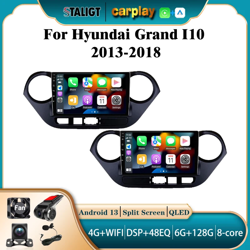 

2Din Andriod Autoradio For Hyundai Grand I10 2013-2018 Multimedia Automotive Car Play Bluetooth wifi gps Radio Video Carplay