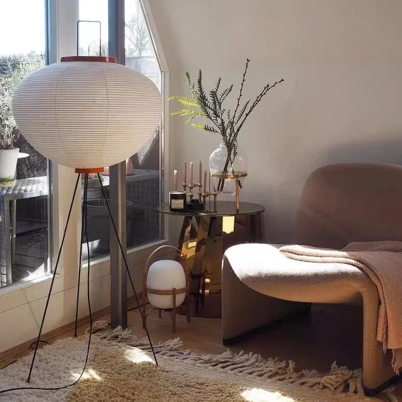 Japanese Wabi Sabi Style Desk Lamp Study Bedroom   Living Room  Dormitory Rice Paper Decoration Floor Lamp view 4