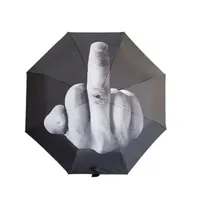 Creative Personality Umbrella Middle Finger Folding Windproof Travel Umbrella 8 Rib Rainy Day Accessories Unique Fashion Brand