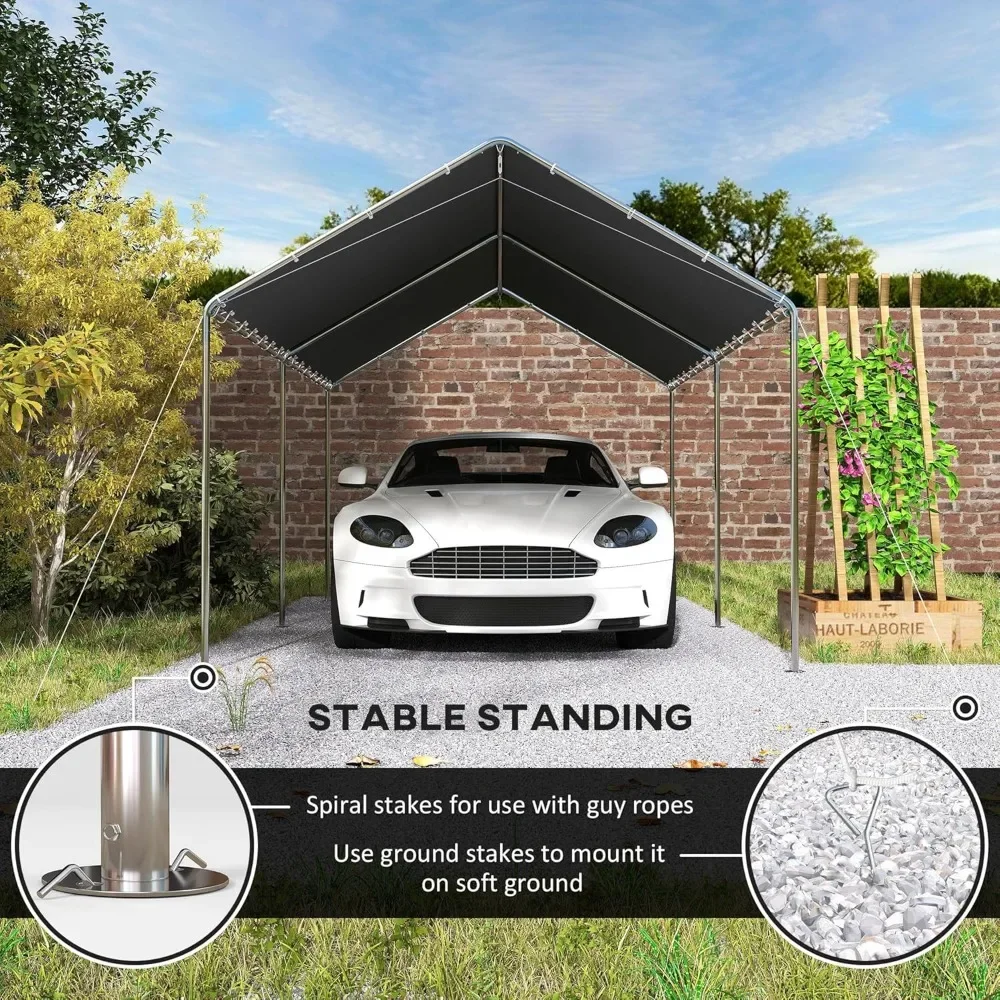 

Уличный тент для вечеринок 10'x20' повышенной прочности, оцинкованный навес, в комплекте с крепежным набором и 3 усиленными стальными тросами, серый