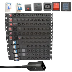 19 inches PDU SPD ammeter overload protection air switch Short circuit switch module power strip IEC-320 C13 output C14 PLUG