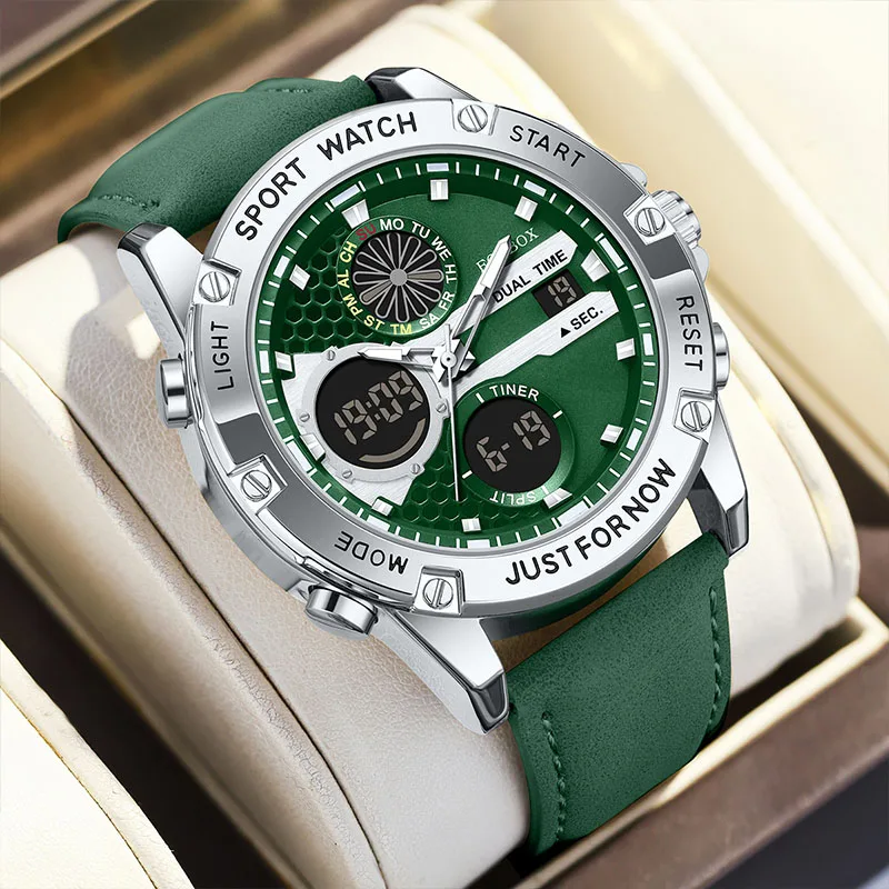 فوكس بوكس 2026 ماركة الساعات الفاخرة رجالي مقاوم للماء تاريخ مضيئة ساعات رجالية توقيت مزدوج كوارتز ساعة حائط هدية رجالية montres hommes #1