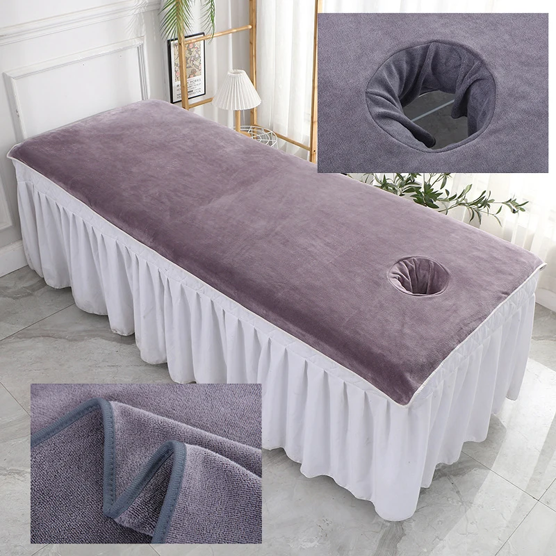 

80x190cm Plain Beauty Salon Bed Sheets Spa Massage Anti-shrink Soft Touching Skin-friendly Cotton Bedding Table Cover With Hole