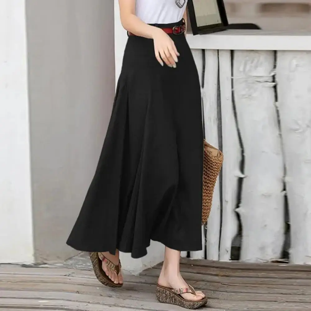 Women's Fashion 2023 Flowing Satin Midi Skirt Women Vintage Elastic High Waist Flared hem High Street Female Skirt