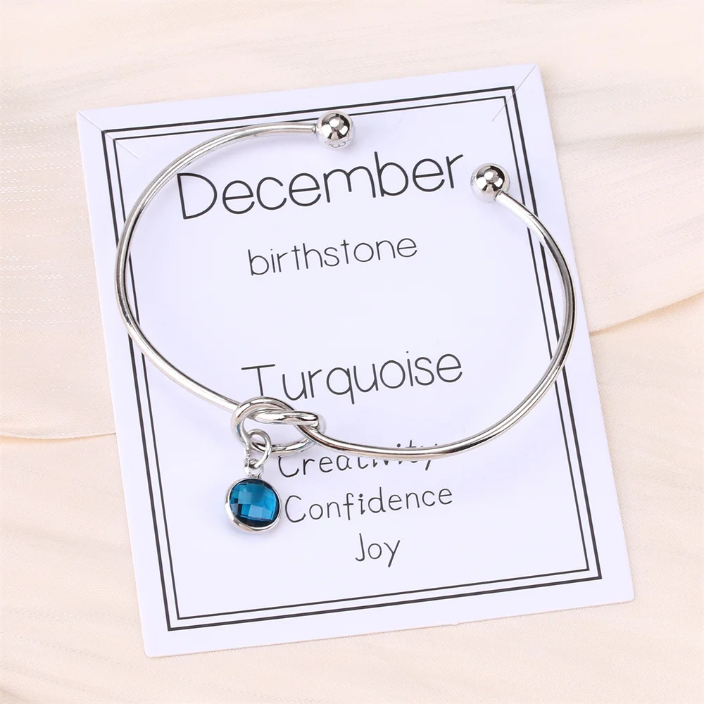 

New In Trendy Birthday Stone Choice Love Heart Knot Bracelet For Women Luxury Designer Jewelry Accessories Glass Pendant Bangles
