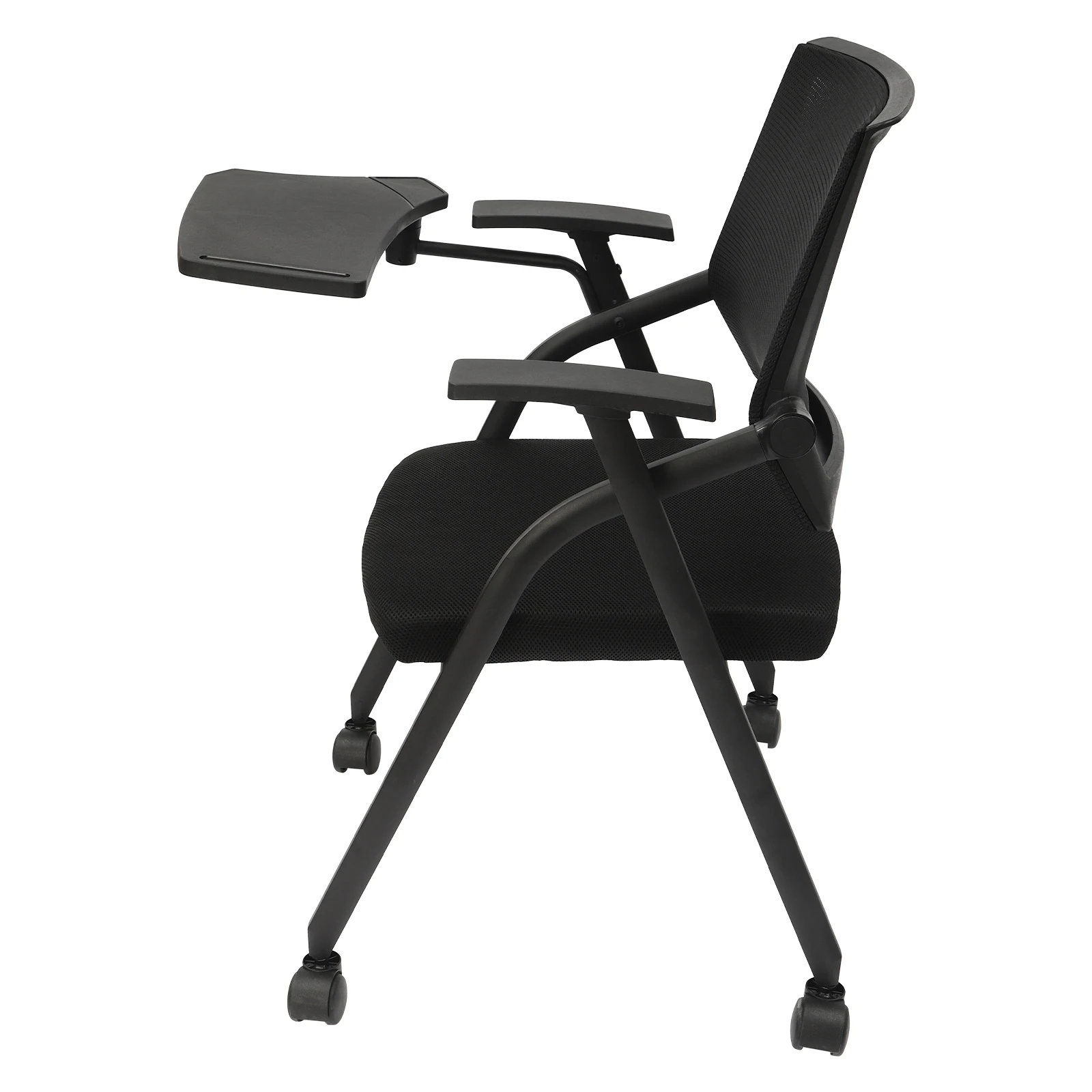 Tablet Arm Chair com Rodízio Rodas, Mesh Guest Nesting Empilhamento, escritório, escola, sala de aula, 2 pcs