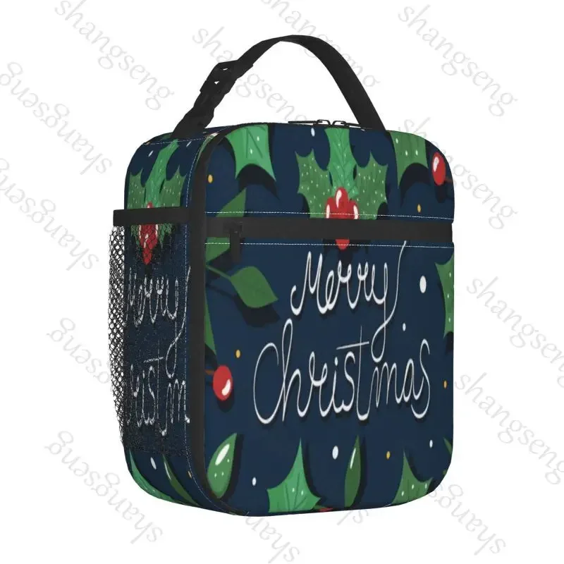 Santa Elk Snowflake Christmas Lunch Bag insulated bag,student thickened waterproof Bento Bag Outdoor Travel Ice Pack, Picnic Bag