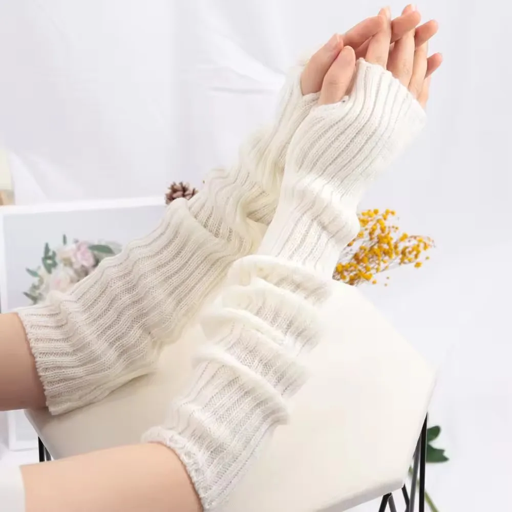 الشتاء الكورية نمط محبوك قفازات دافئة للنساء الشرير القوطية أصابع كم الذراع قفازات لينة Harajuku إكسسوارات فتيات