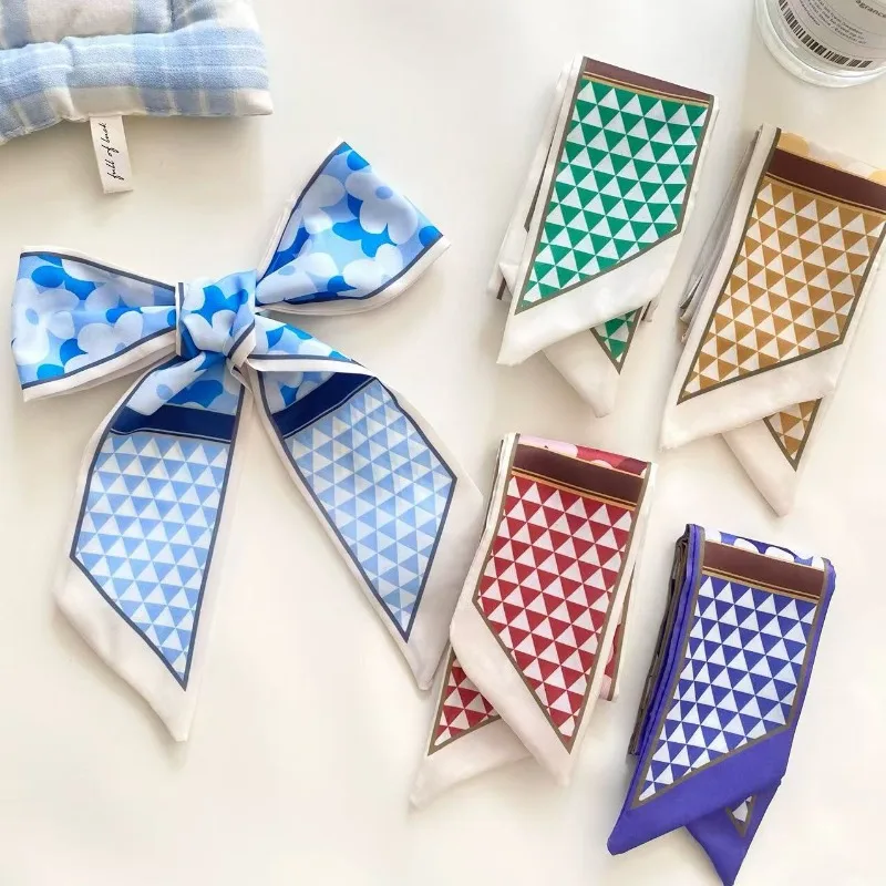 Colorful Floral Print Long Skinny Scarf Hair Ribbon Bag Strap Decorative Ribbon for Gift Wrapping Hair Accessories for Women