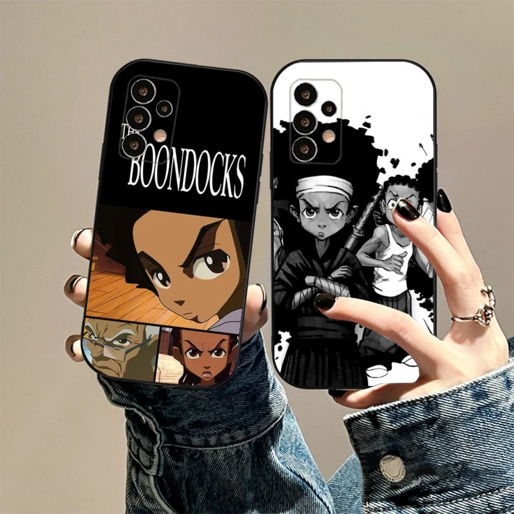 

Cartoon The Boondocks Phone Case For Samsung S24,23,23,22,30,21,10,9,Note20 Ultra,Lite,Ultra,5G,Plus,FE,Black Soft Case