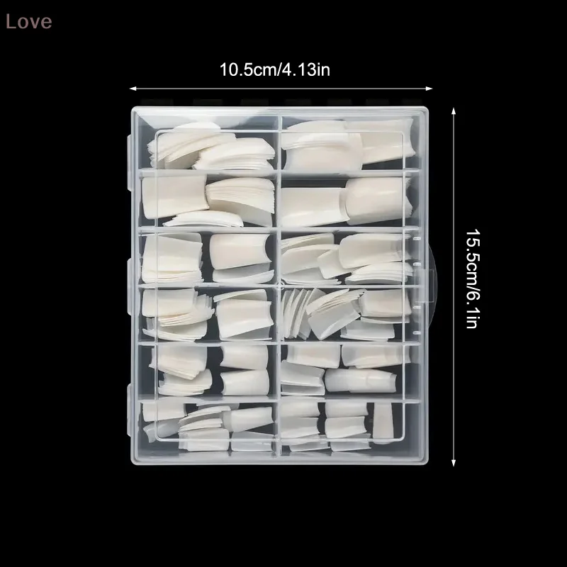 [L&P] Punte per unghie finte francesi Unghie artificiali a forma di becco d'anatra Premere sull'unghia Copertura completa con scatola di plastica trasparente per salone di bellezza