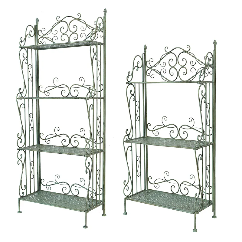 

American rural retro wrought iron three or four-layer flower rack, indoor and outdoor garden balcony courtyard flower pot rack