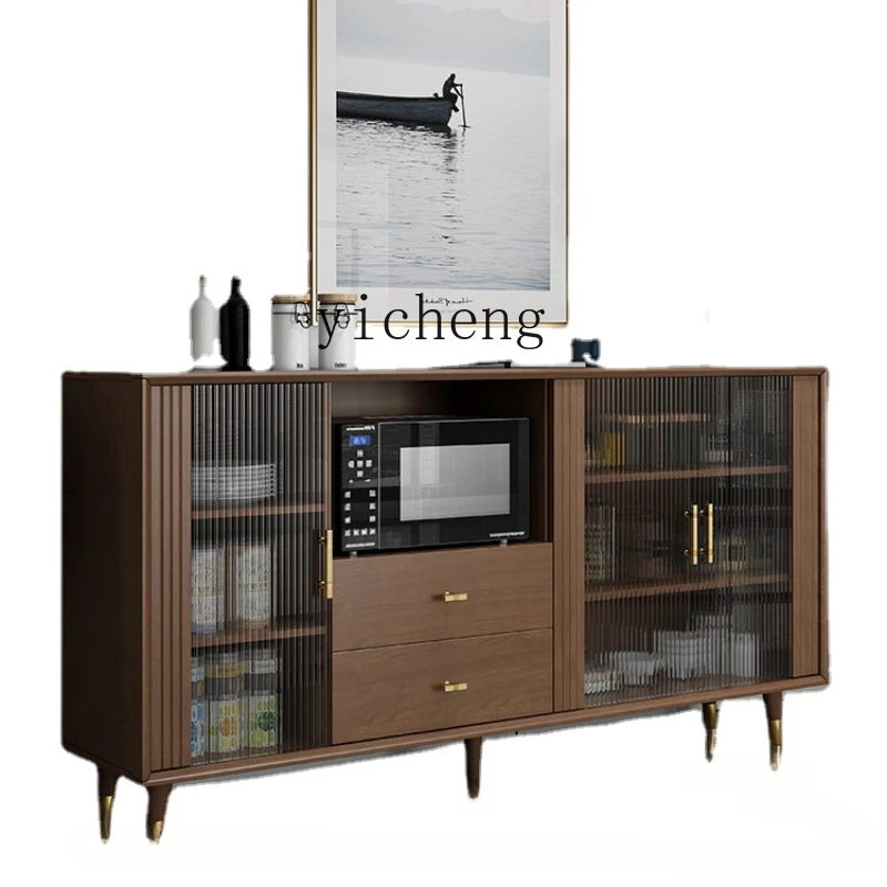 

ZC Burlywood Sideboard Wine Cabinet Home Kitchen Storage Cabinet Living Room Integrated Wall Locker