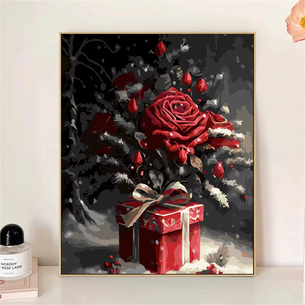 

MINISO DIY Oil Painting By Numbers Rose Gift Box Wall Decor Gifts Frameelss
